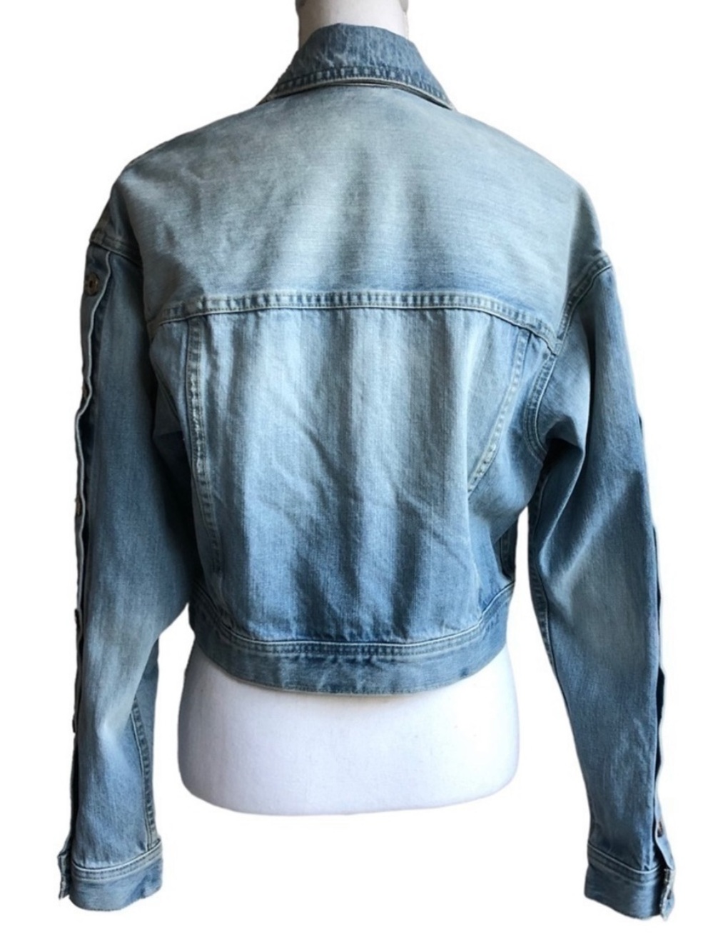 Jonathan Simkhai NWT Distressed Denim Jacket Button Sleeve XS - Picture 2 of 9